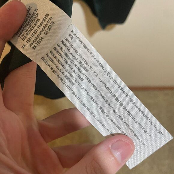 Abercrombie & Fitch Size S Small Dark Green Satin Ruched Slip Dress Side Slit - Picture 8 of 11